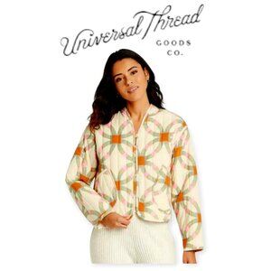Universal Thread cream orange cottagecore oversized quilted jacket size XS NWT